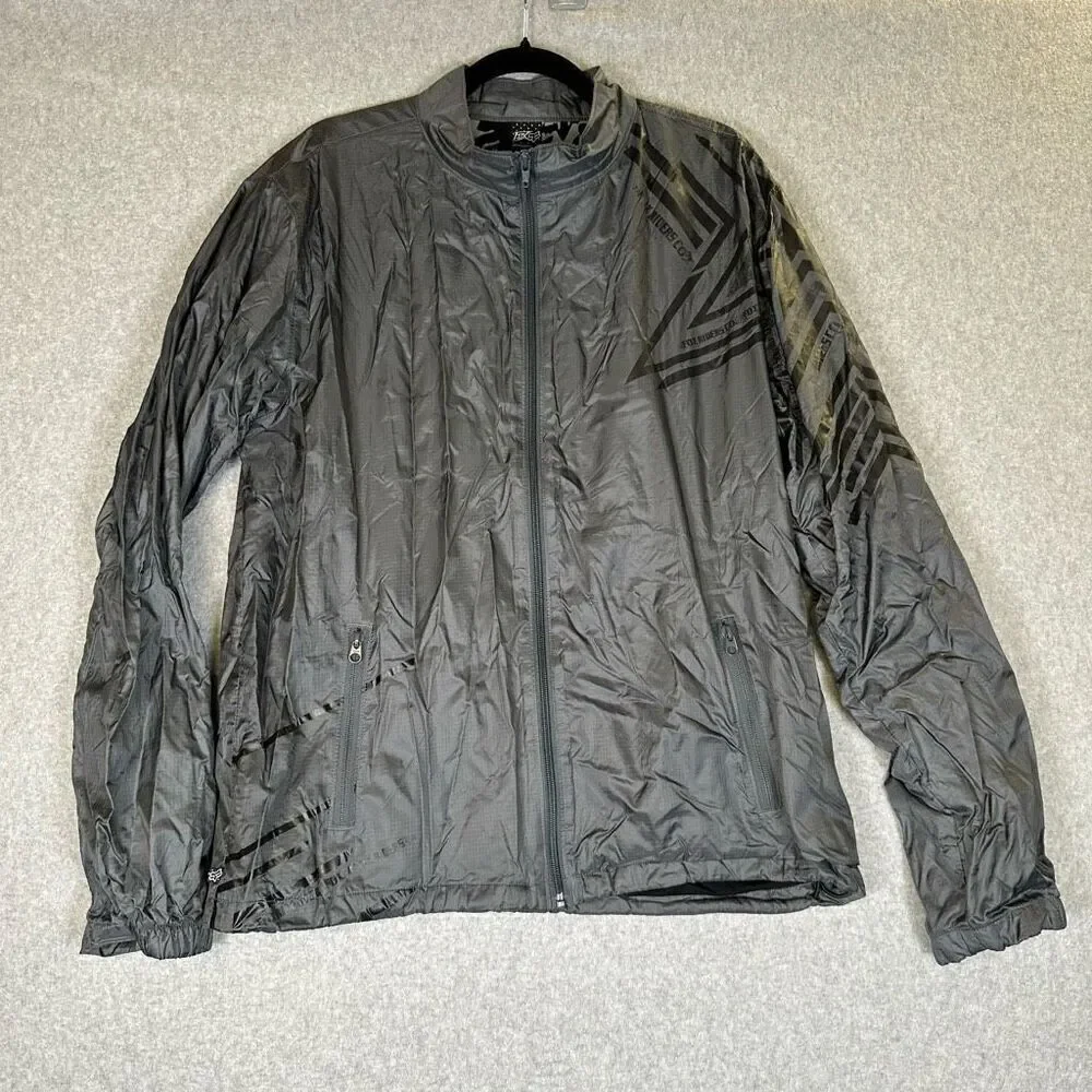 Fox Racing Fox Tech FX-2 Series Hooded Jacket Mens XL Full Zip Pocket Black Gray